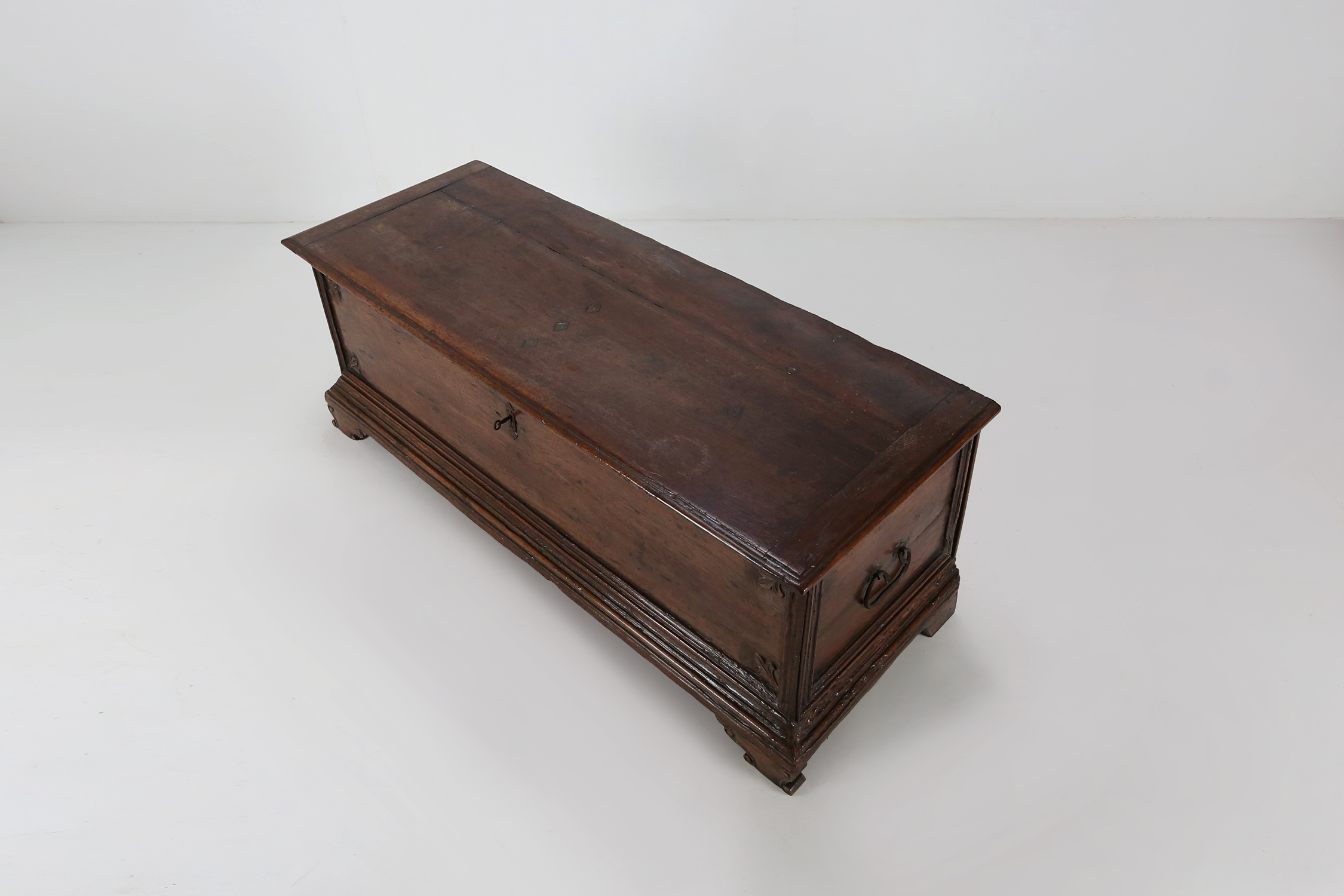 Antique French oak chest linen trunk 1800thumbnail